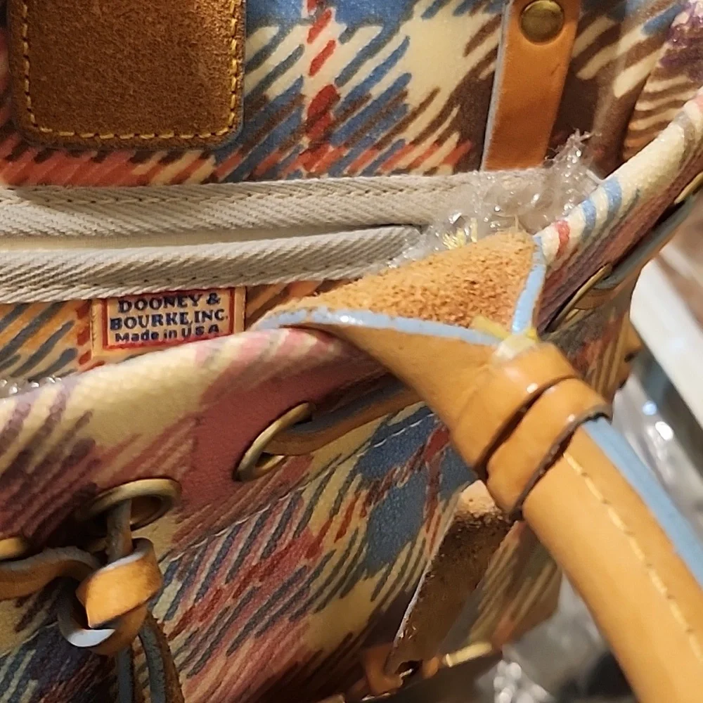 Vintage Dooney & Bourke Y2K Madras Plaid Tasselled Handbag  Charm&Shoulder Strap - Picture 6 of 6